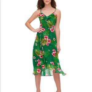 Kensie Green Hawaiian Print Dress, Size 10